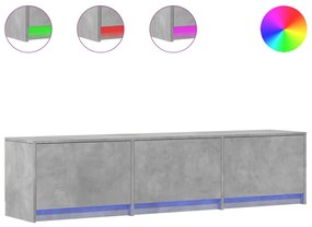 betonszürke szerelt fa TV-szekrény LED-ekkel 165 x 34 x 50 cm
