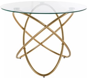 Orbit kerek étkezőasztal víztiszta/arany 100 cm