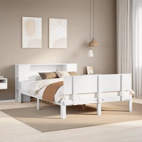 fehér tömör fenyőfa könyvespolcos ágy matrac nélkül 150x200 cm