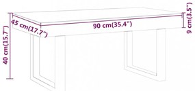 szürke és fekete MDF és vas dohányzóasztal 90x45x40 cm