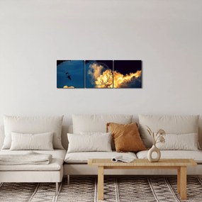 Ejtőernyős a felhőkben képe (órával) (90x30 cm)
