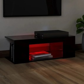 fekete TV-szekrény LED lámpákkal 90 x 39 x 30 cm