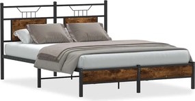 vidaXL füstös tölgy színű szerelt fa ágykeret matrac nélkül 140x190 cm