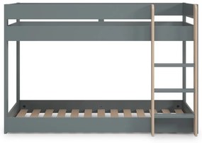 Szürkészöld emeletes gyerekágy ágyráccsal 90x190 cm Angel – Marckeric