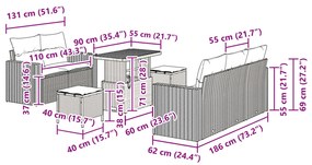 8 darabos kerti kanapé szett párnákkal Bézs poli rattan akció, 3 darabos kerti étkező szett párnákkal Bézs poli rattan akció