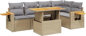 vidaXL 6 részes bézs polyrattan kerti ülőgarnitúra párnával