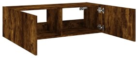 füstös tölgy színű fali TV-szekrény LED-ekkel 100 x 35 x 41 cm