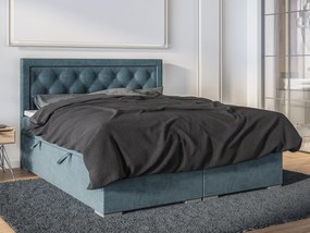 Franciaágy Boxspring 160 cm Maximilian  (farmerkék) (matraccal és tárolóhellyel). Akció -16%. 1043415