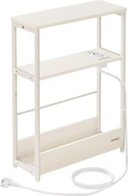 Keskeny oldal asztal töltő funkcióval 3 polcos,18 × 45 × 58 cm Krém fehér