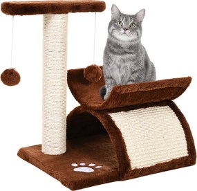 PawHut Kicsi Macska Kaparófája Játékfa Macskáknak Játékballal Barna L40 x W30 x H43 cm | Aosom