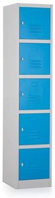 Fém szekrény - 5 doboz, 38 x 45 x 185 cm, csavaros zár, kék - ral 5012