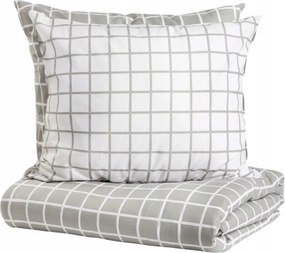 Reyes pamut ágyneműhuzat kétoldalas szürke-fehér 220x200 2*70x80 cm Homla