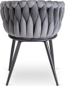 Fonott bársony szék szürke színben, ELENA