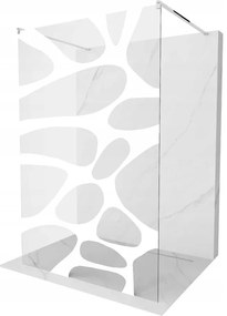 Mexen Kioto, átmenő zuhanyparaván 100 x 200 cm, 8 mm-es üveg tiszta / fehér mintás, 2x króm stabilizáló távtartó, 800-100-002-01-97