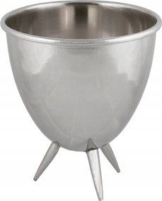 Alumínium Virágtartó ezüst fényes loft virágtartó kerek háromlábú 23cm