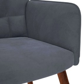 sötétszürke bársony pihenőfotel zsámolynal