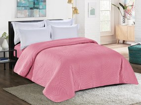LEAVES rózsaszín ágytakaró mintával Méret: 220 x 240 cm