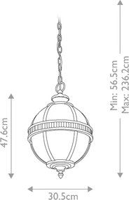 Kichler KL-HALLERON-8M-BU - Kültéri láncos csillár HALLERON 3xE14/40W/230V IP44