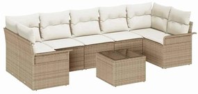 vidaXL Kerti Kanapé Szett párnával 8 pcs Bézs polirattan