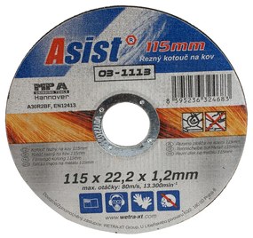 Fémvágó kerék 115x22,23x1,2mm ASIST 03-1115