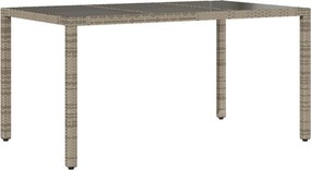 vidaXL szürke polyrattan üveglapos kerti asztal 150 x 90 x 75 cm