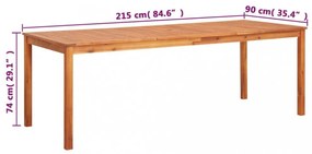 tömör akácfa kerti asztal 215 x 90 x 74 cm