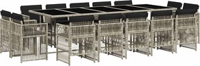 vidaXL 15 részes szürke polyrattan kerti étkezőgarnitúra párnákkal