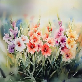 Vászonkép Canvas Természet Kert Rét Virágok Gladiole Kard 80x80