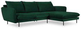 Sötétzöld bársony sarokkanapé (jobb oldali) Vienna – Cosmopolitan Design