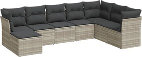 vidaXL 8 részes világosszürke polyrattan kerti ülőgarnitúra párnával