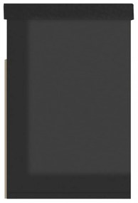 magasfényű fekete cipőtároló pad párnával 80 x 30 x 47 cm