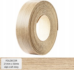 Bútorszegély ragasztóval melamin furnér tölgy craft arany 21 mm 50 mb