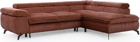 Terrakotta színű kordbársony sarokkanapé (jobb oldali-L alakú) Marbeya – Ropez