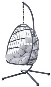 Szürke Függőszék Fémvázzal és Polyrattan Fonással. AZ-V1269 GREY
