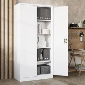 Fém iratszekrény JAN, 900 x 1850 x 400 mm, fehér