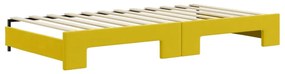 sárga kihúzható bársony heverő matraccal 100 x 200 cm