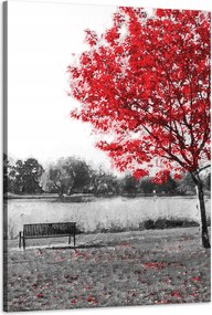 Vászonkép Szürke Piros levelek Kontraszt 60x90 cm