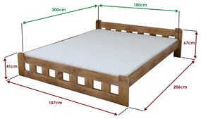 Naomi magasított ágy 180x200 cm, tölgyfa Ágyrács: Ágyrács nélkül, Matrac: Coco Maxi 19 cm matrac