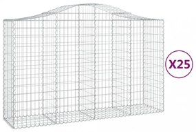 25 db íves horganyzott vas gabion kosár 200x50x120/140 cm