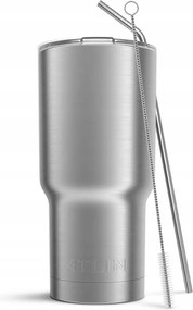 Atlin Thermo bögre szívószállal 850ml Ezüst