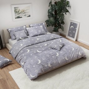 Sötétben világító mikroplüss ágyneműhuzat BIG MOON szürke Ágyneműhuzat mérete: 70 x 90 cm | 140 x 200 cm
