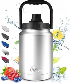 Nagy méretű italos palack, 3800 ml, BPA-mentes, légmentesen záródó, fém