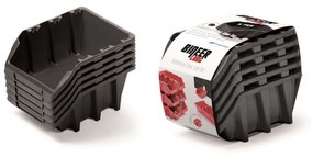 Kistenberg 5db tárolódoboz készlet BINEER LONG 198x118x82mm, fekete, tároló dobozok