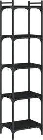 vidaXL 5 szintes fekete szerelt fa könyvespolc 40 x 30 x 154 cm