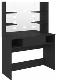 fekete LED-es MDF sminkasztal 100 x 40 x 135 cm