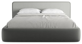 Szürke kárpitozott ágyneműtartós franciaágy ágyráccsal 160x200 cm Kiana – Makamii