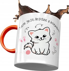 Narancssárga bögre cicával Aranyos ajándék fényképes nyomtatással