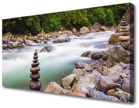 Vászonfotó Forest Stream River-hegység 100x50 cm