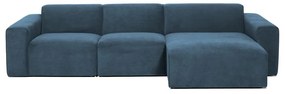 Kék kordbársony sarokkanapé (jobb oldali) Sting – Scandic