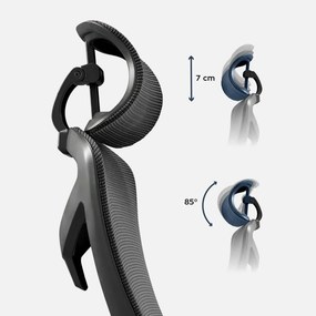 Ergonomikus irodai forgószék, deréktámasszal, 2D háttámla hálós anyaggal, fekete